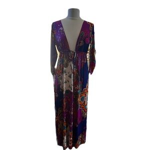 Pink Rock Boho Floral Long Sleeve Maxi Dress Size S